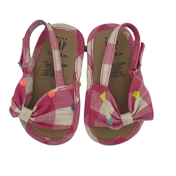 Baby Gap Pixie Dust Pink Fiesta Bow Floral Sandals Size 12-18 Months Girl's - Picture 2 of 7